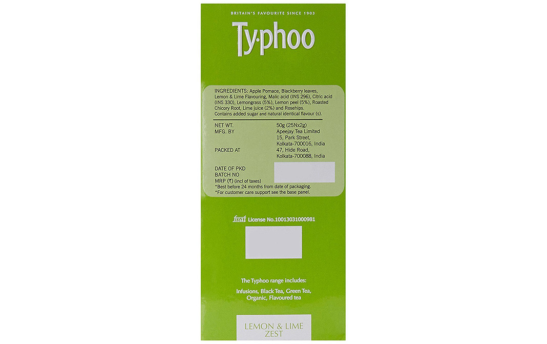 Typhoo Lemon & Lime Zest Luxurious fruit Infusion Box 25 pcs GoToChef